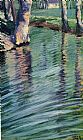 Egon Schiele Trees Mirrored in a Pond painting